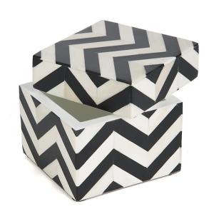 Piazza Lidded Box - Black & Ivory