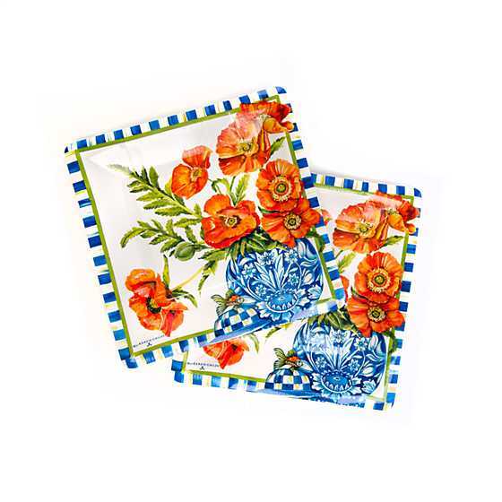 Ming Poppies Paper Plates - Salad/Dessert