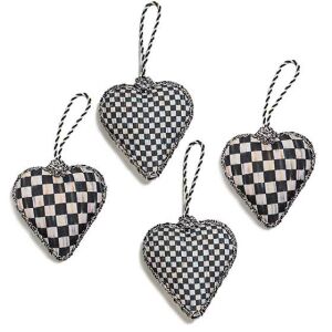 Courtly Check Heart Ornaments - Set of 4