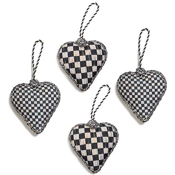 Courtly Check Heart Ornaments - Set of 4