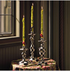 Courtly Check Enamel Candlestick - Large