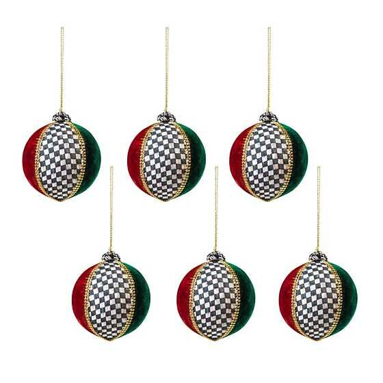 Velvet Patchwork Ball Ornaments - Small - Set of 6