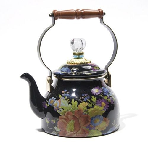 Flower Market 2 Quart Tea Kettle - Black