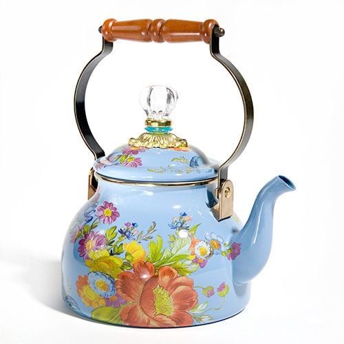 Flower Market 2 Quart Tea Kettle - Blue