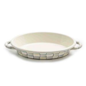 Sterling Check Enamel Oval Gratin Dish - Medium