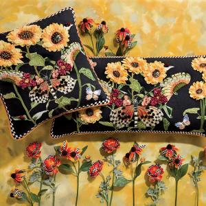Monarch Butterfly Lumbar Pillow - Black