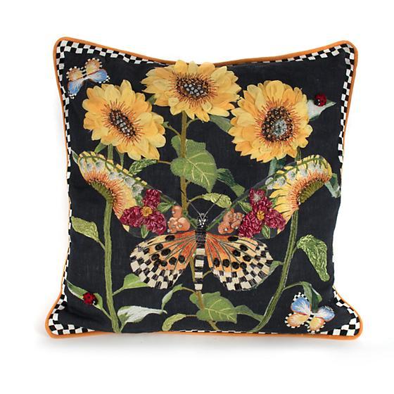 Monarch Butterfly Square Pillow - Black