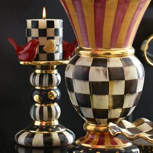 Courtly Stripe Bird Candlestick - Tall