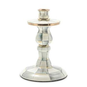 Sterling Check Enamel Candlestick - Small
