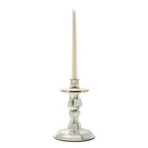 Sterling Check Enamel Candlestick - Small