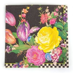 Flower Market Paper Napkins - Dinner - Black