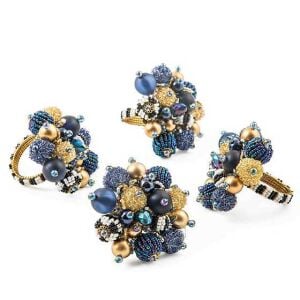 Starry Night Beaded Napkin Rings - Set of 4