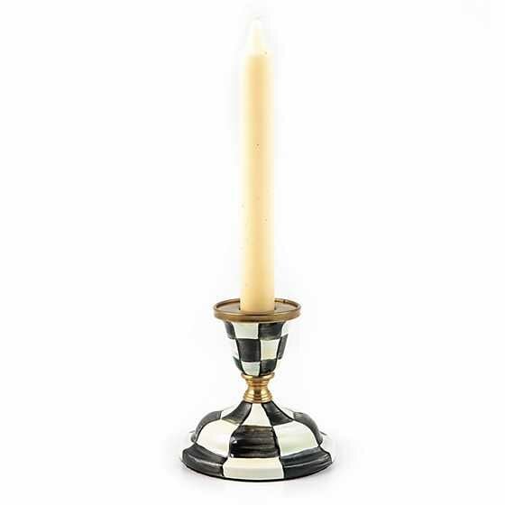 Courtly Check Enamel Candlestick - Short