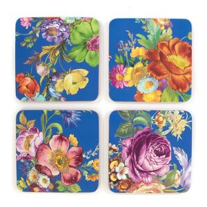 Flower Market Lapis Cork Back Coasters - Set of 4