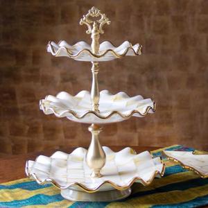 Parchment Check Three Tier Sweet Stand