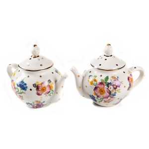 Flower Market Teapot Salt & Pepper Set - White