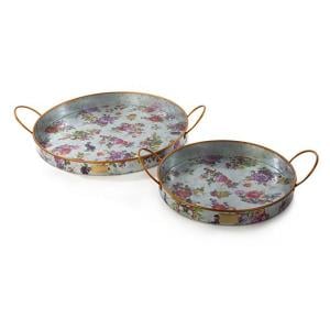 Flower Market Galvanized Serving Trays - Set of 2