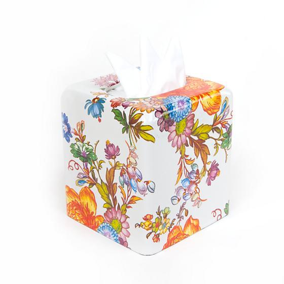 Flower Market Boutique Tissue Box Cover - White