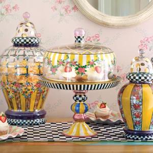 Striped Awning Cake Dome & Stand Set