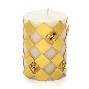 Harlequin Bee Pillar Candle - 4'' - Gold