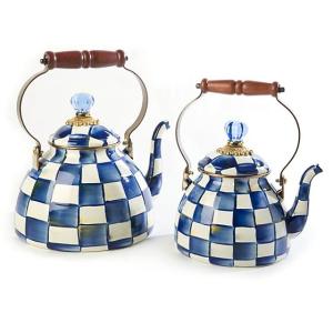 Royal Check Enamel Tea Kettle - 3 Quart