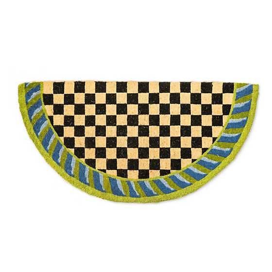 Half Round Courtly Check Entrance Mat - Blue and Green