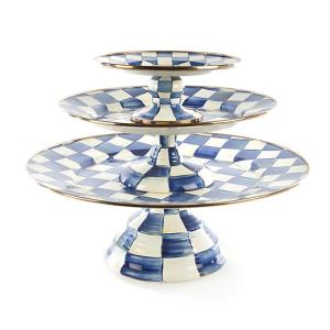 Royal Check Enamel Pedestal Platter - Mini