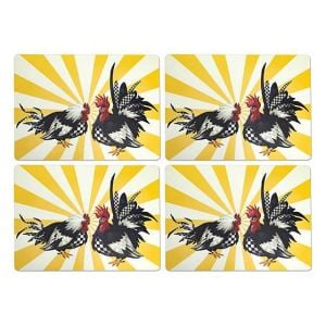 Sunrise Rooster Cork Back Placemats - Set of 4