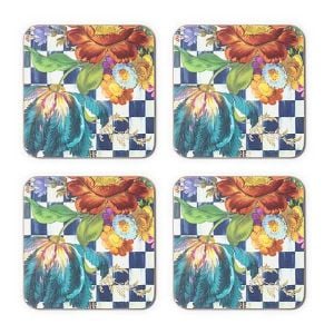 Royal Flower Market Cork Back Coasters - Set of 4