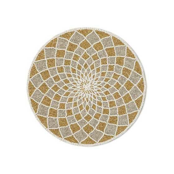 Kaleidoscope Beaded Placemat - Gold and Silver