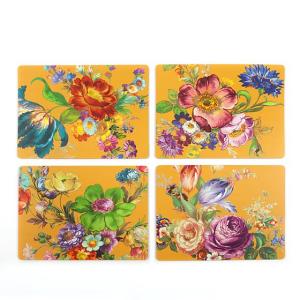 Flower Market Ochre Cork Back Placemats - Set of 4