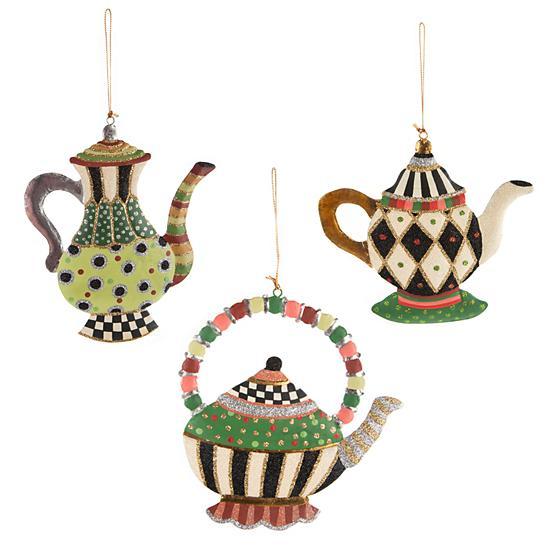 Teapot Ornaments - Set of 3