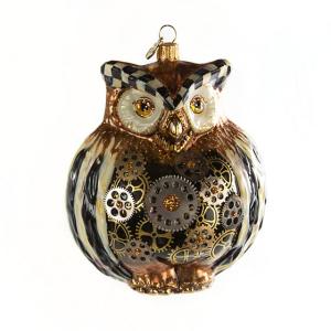 Glass Ornament - Steampunk Owl