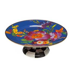 Flower Market Small Pedestal Platter - Lapis