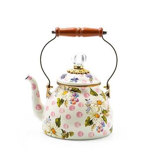 Wildflowers Enamel 2 Qt Tea Kettle - Pink