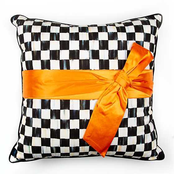 Courtly Check Sash Pillow - Orange