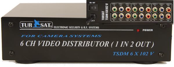 TSDM-6X102V 1 Giriş 2 Çıkış 6 Kanal Video Dağıtıcı