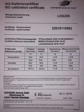 31.1059.02 LOG220 Sıcaklık, Nem ve Hava Basıncı için  Datalogger