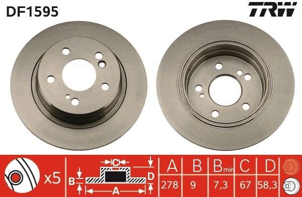 Mercedes R129 SL300 320 190E 2.5 Evo 89- Fren Diski Arka 278mm Trw Tk Sağ+Sol