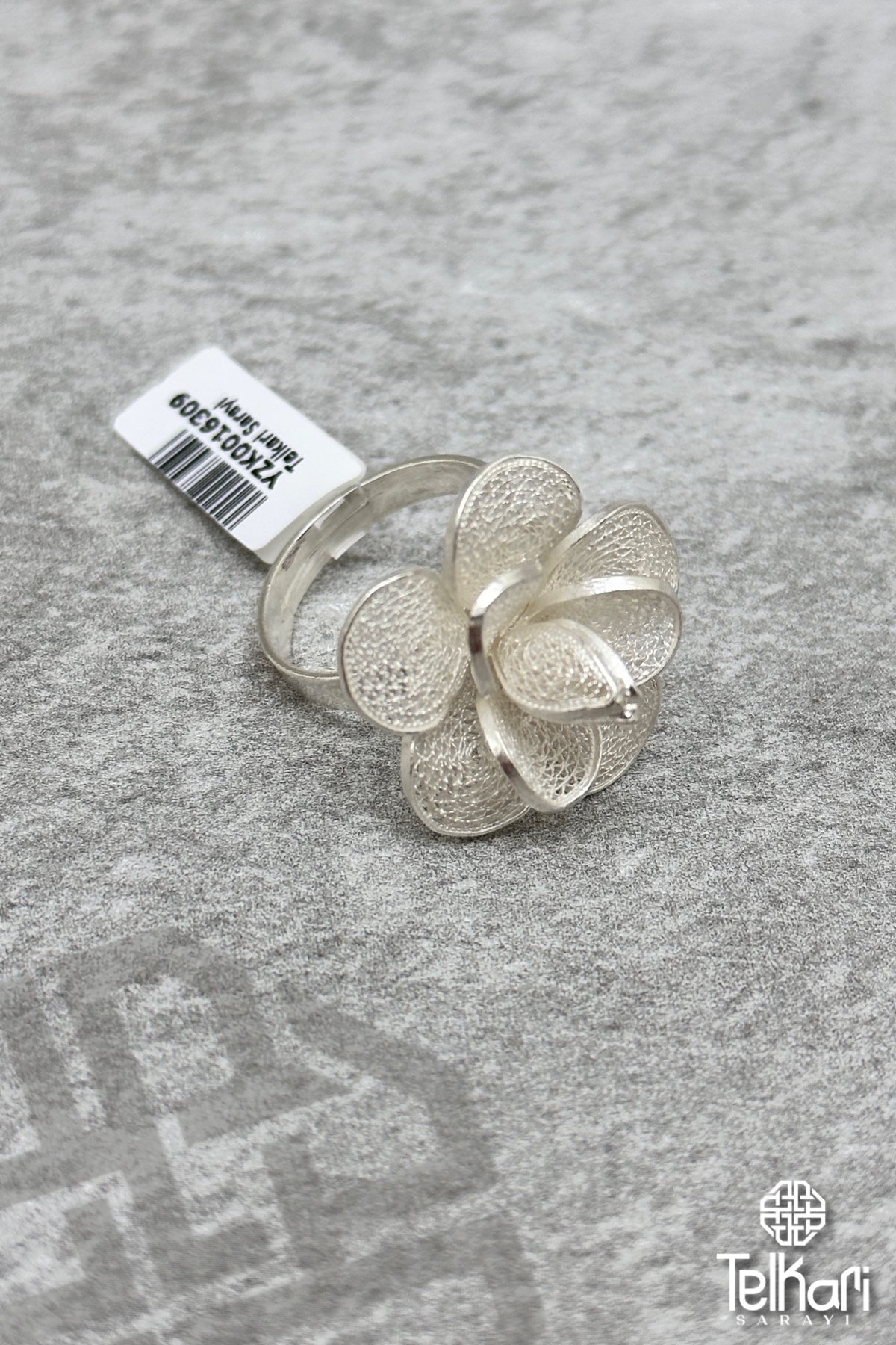 Lotus Çiçeği Gümüş Telkari Yüzük