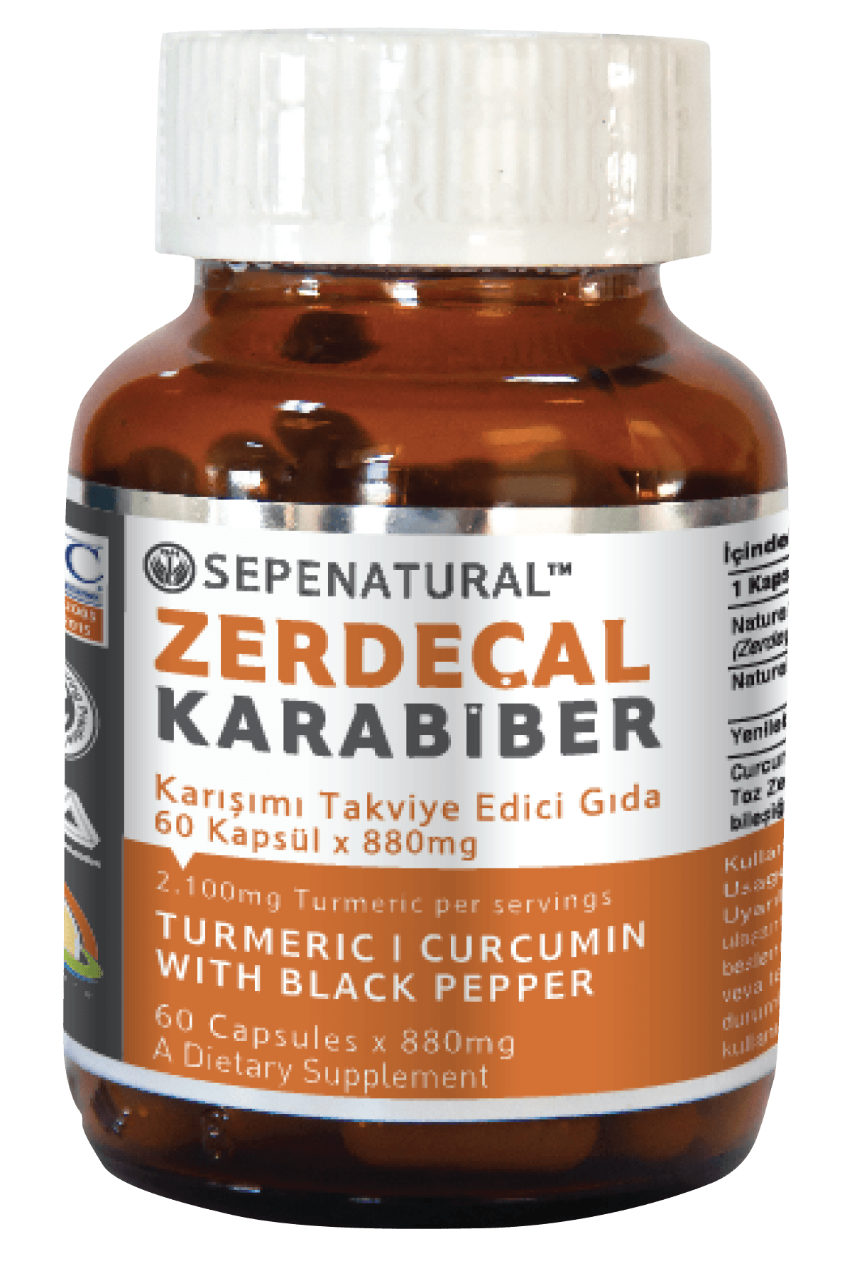 Zerdeçal Karabiber 60 Kapsül 880 mg Kurkumin Curcumin