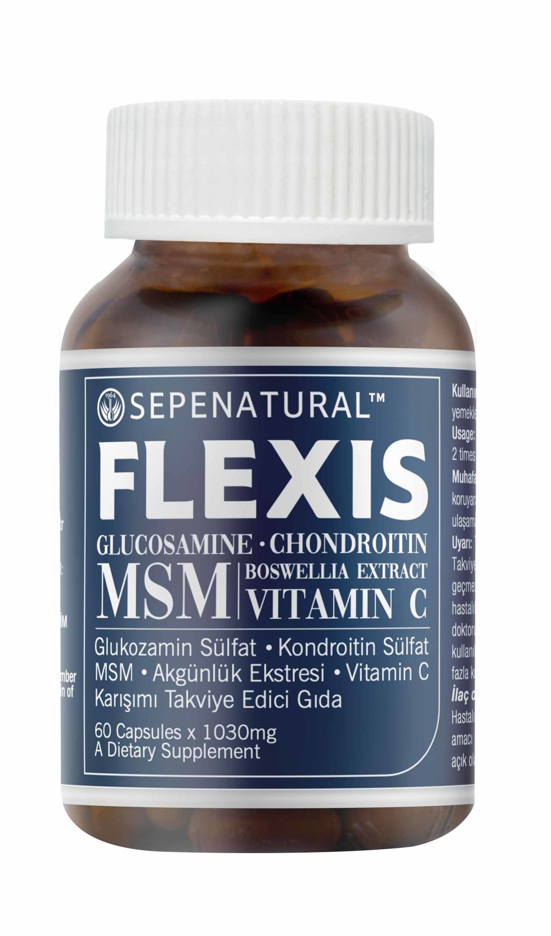Flexis Glukozamin Kondroitin MSM Boswellia Vitamin C 60 Kapsül 1030 mg