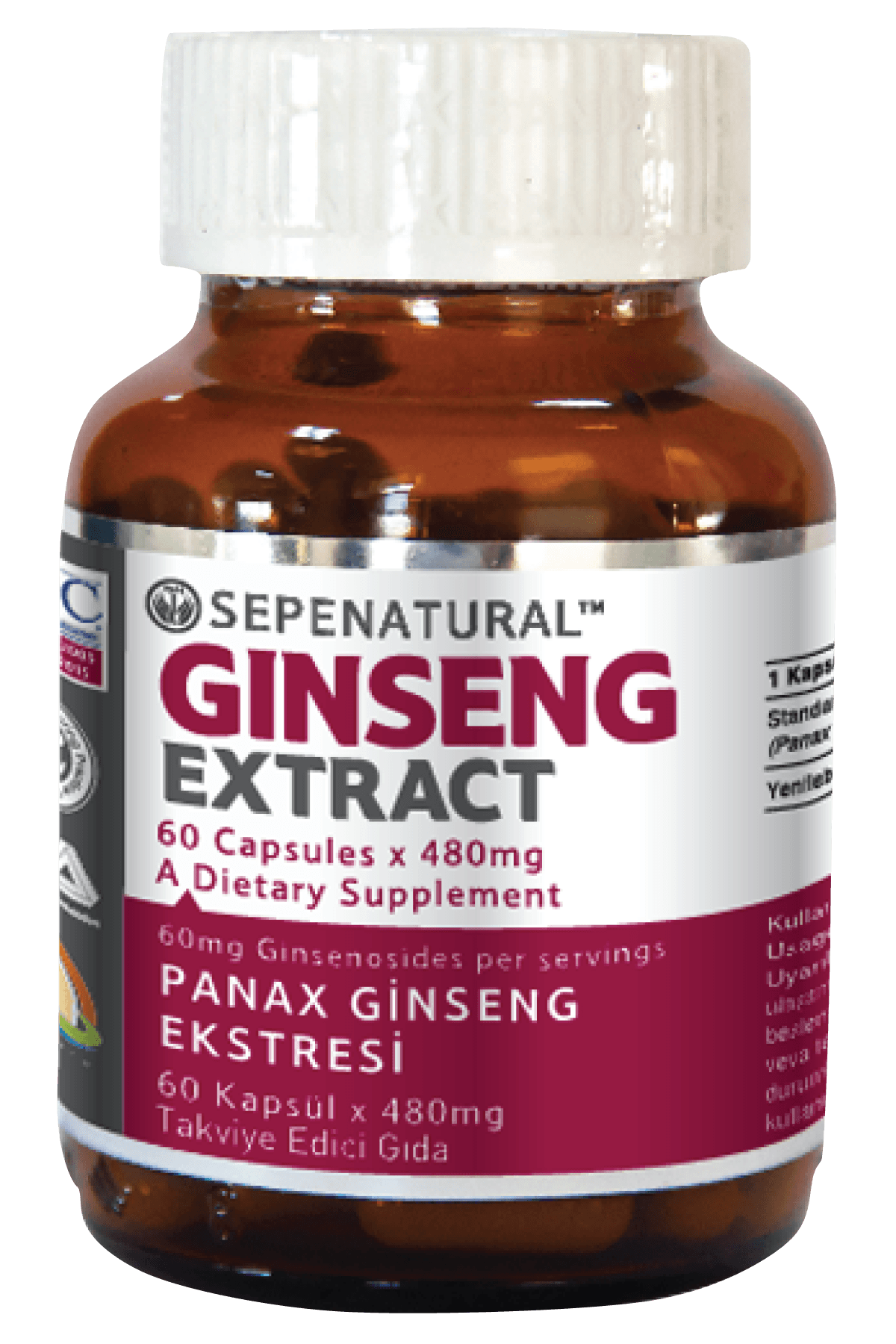 Panax Ginseng Ekstrakt 60 Kapsül 480 mg Ginseng Ekstresi Extract