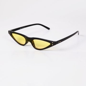 İnce Kedi Güneş Gözlüğü - Sarı Şeffaf Cam