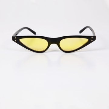 İnce Kedi Güneş Gözlüğü - Sarı Şeffaf Cam