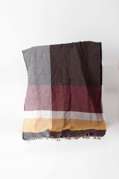 Kalın Kare Desenli Battaniye Şal Atkı - Çok Renkli