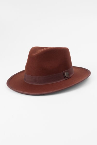 Unisex Keçe Fötr Panama Şapka - Taba