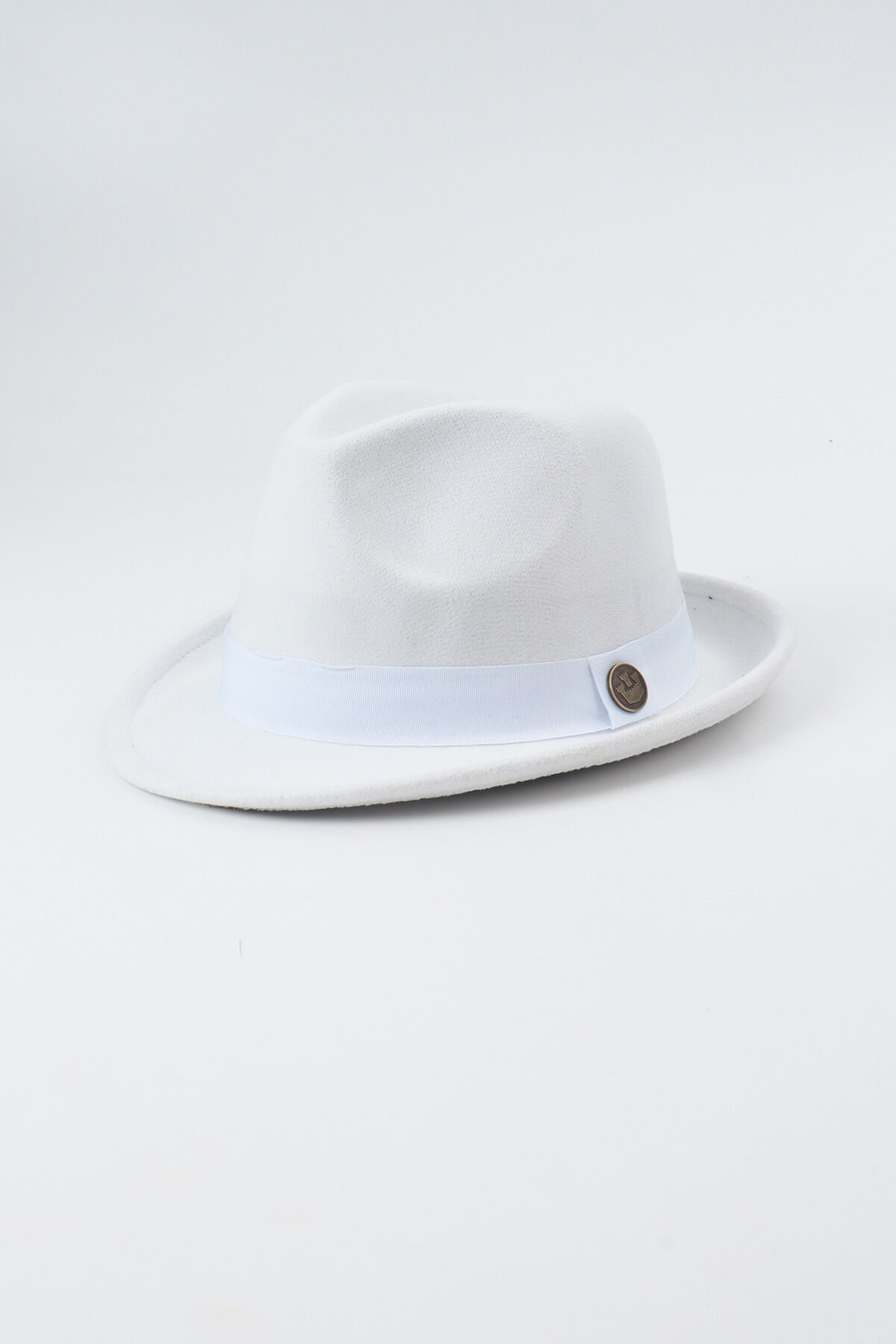 Kısa Kenarlı Fötr Şapka - Beyaz