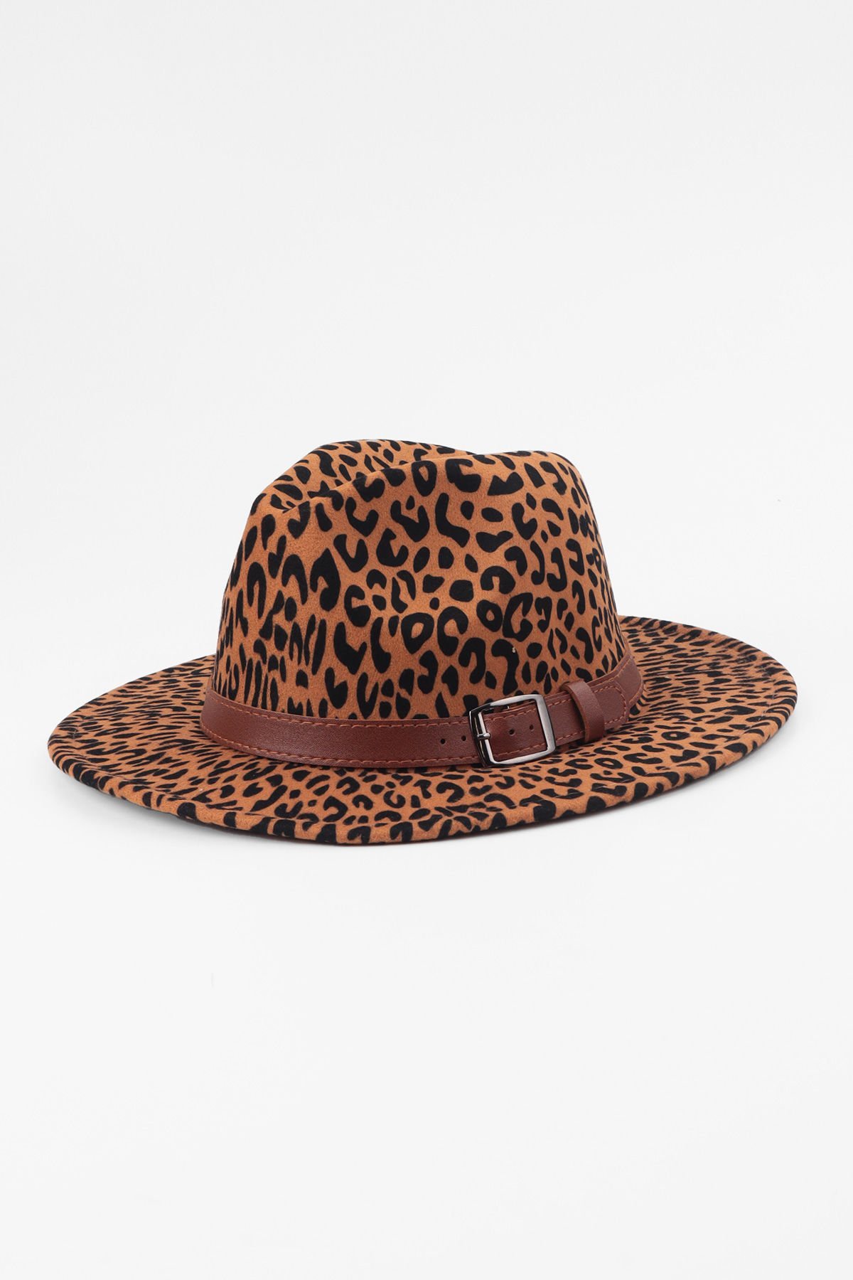 Leopar Desenli Panama Fötr Şapka