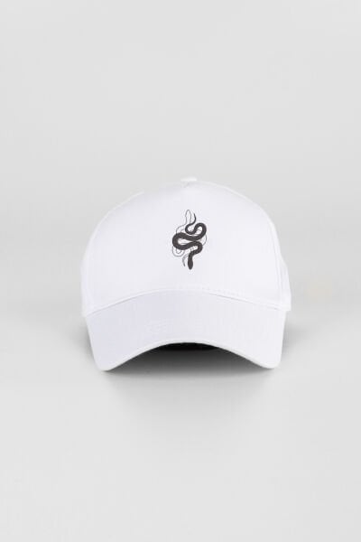 Yılan Desenli Cap Şapka - Beyaz
